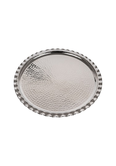 Dmt Gaziantep Bakır 35cm El Dövmesi Sunum Servis Tepsisi 35cm Çirtikli