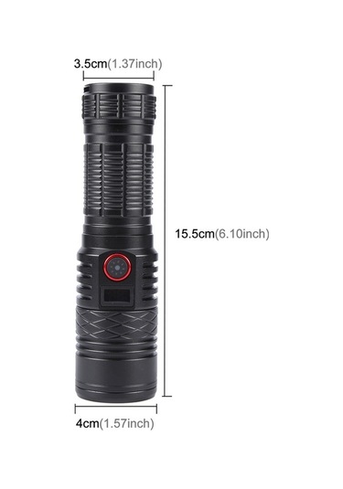 Novahub 816 20w Spot 2000lm Teleskopik Zoom Led El Feneri Siyah, En Yüksek Parlaklık Siyah