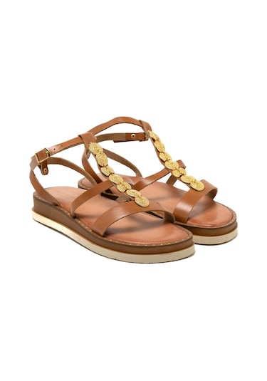 146 Camel Sandalet Kadın 262185 Myconian 2025 Greek Sandal Camel