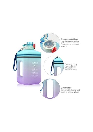 Teltree "2.2l Sporcu Su Şişesi - Zaman Göstergeli Ve Motivasyon Sözleriyle" Siyah