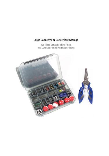 Jeemson 228 Parça Balıkçılık Aksesuar Seti - Liyer Pense, Yem İğneleri, Ağırlıklar Ve Depolama Kutusu İçeren Tam Zırh