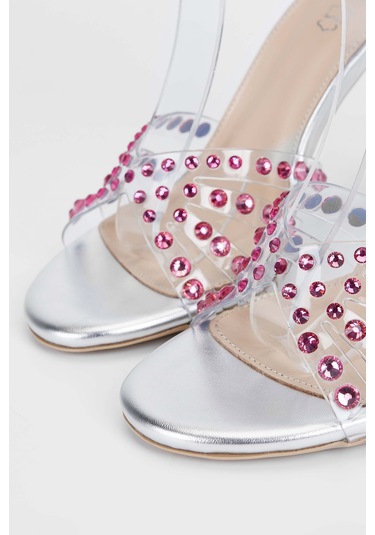 Tamer Tanca Kadın Hakiki Deri Topuklu Ayakkabı 654 115 Bn Ayk Sk23/24 Gumus/pembe