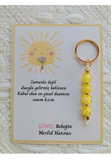 24 Adet Özel Tasarım Güneş Ve Sarı Anahtarlık Hastane Yeni Doğan 40 Mevlidi Dağıtmalık Hediyelik