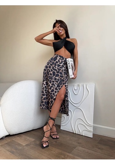 Firmis Yazlık Uzun Yırtmaçlı Etek 388403288 Leopar