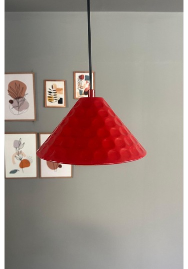 Rumy Kırmızı Tekli Avize Sarkıt Ofis Showroom Salon Mutfak Avizeleri Kırmızı