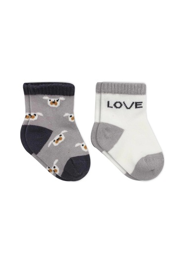 Bistyle Love Dog Penye Soket Çorap 2'li Bs10118 Gri Gri