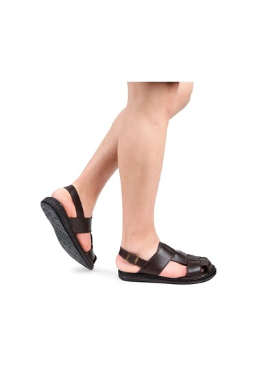 Ducavelli Messina Hakiki Deri Erkek Sandaleti - Hakiki Deri Sandalet - Ortopedik Taban Sandalet - Hafif Deri Sandalet