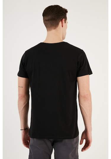 Buratti Bisiklet Yaka Pamuklu Slim Fit Erkek T Shirt 541Rework Siyah