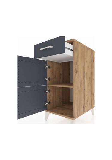 Kronos Komodin Tek Raflı Tek Çekmeceli 2 Kapaklı 44x59x96 Çam... Çam