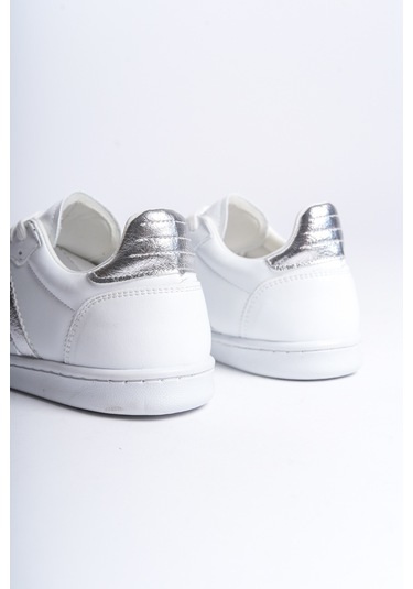 Garantili D30004 Günlük Ortopedik Kadın Sneaker Spor Ayakkabı Beyaz-gümüş