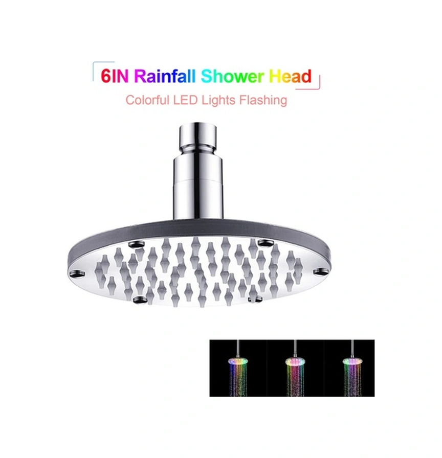 Fortunelane Renkli Led Işıklı 6 İnç Yağmur Duş Başlığı - Modern Tasarım Diğer Diğer
