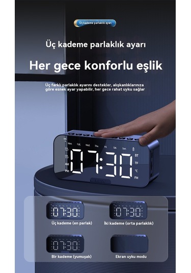 Akıllı Bluetooth Sesli Elektronik Çok Fonksiyonlu Saat Mini Program Sürümü
