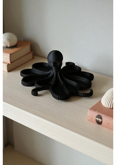 Oxyteez Ahtapot Tasarımlı Dekoratif Stand Siyah Renk Reçine Tasarım Ev Ve Ofis Dekorasyonu