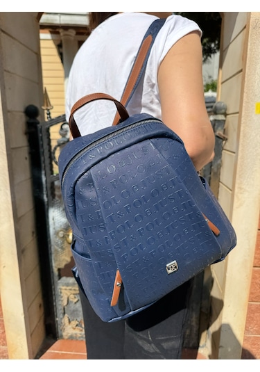 Just Polo Kadın Lacivert Taba Büyük Boy Sırt Çantası