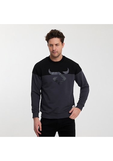Twobull HELSİNKİ Erkek  Siyah / Füme Sweatshirt