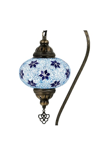 El Yapımı Dekoratif Sevgililer Günü Hediyesi Mozaik Lamba Mavi