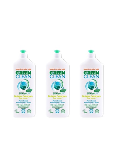 Green Clean Bitkisel Bulaşık Deterjanı 730 Ml Organik Portakal Yağlı X3 Adet