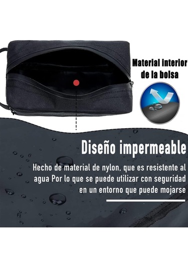 Lemestar Yolculuk Su Geçirmez Nylon Organizer Çanta - Kozmetik, Tıraş Malzemeleri Ve Temizlik Gereçleri İçin 22x8x15 Cm Siyah