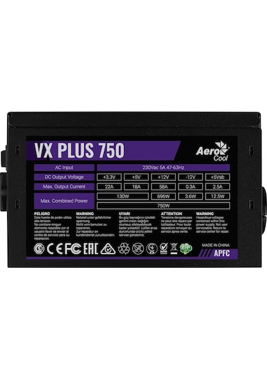 Aerocool VX Plus AE-VXP750 750W Aktif PFC Güç Kaynağı