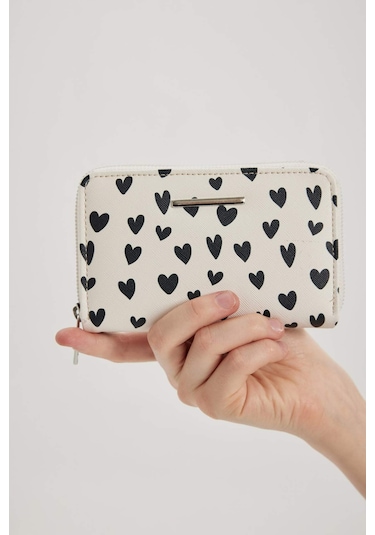 DeFacto Kadın Kalp Desenli Suni Deri Cüzdan B3772AXNSKR1