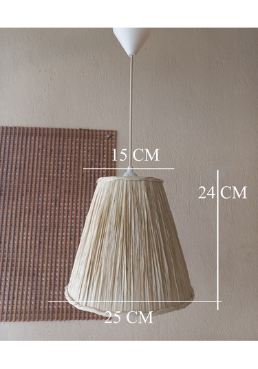 N-65 Kemik Rengi Rafya El Yapımı Avize Krem Krem Renk Krem