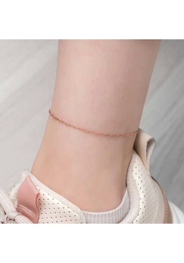 Gümüş Rose Zincir Desenli Halhal Çok Renkli