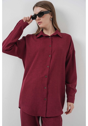 Gabria Keten Ön Düğmeli Takım Bordo