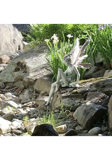 Wezone Beyaz Peri Heykeli - Dekoratif Bahçe Süsü, 22 Cm Dayanıklı Reçine