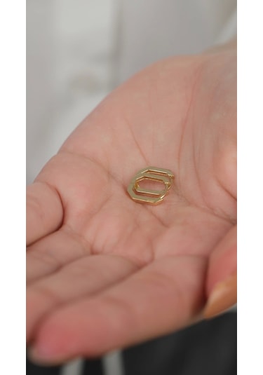 Arpaş 14 Ayar Altın Minimal Köşeli Halka Küpe Gold