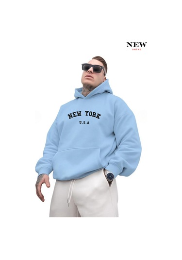 New York Usa Baskılı Sweatshirt Bebe Mavisi