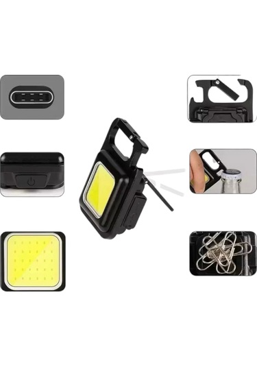 Anahtarlık Çok Amaçlı Mıknatıslı Taşınabilir Işık Led Şarjlı Çok Renkli