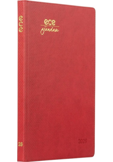 Ece Ajandası Çeşme 2026 Kırmızı - Haftalık 110 Gr. İthal Kağıt Sert Kapak 19,5x28 Kırmızı