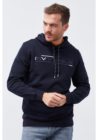 Tommy Life Lacivert Kanguru Cep Standart Kalıp Kapüşonlu Erkek Sweatshirt - 87883 Lacivert