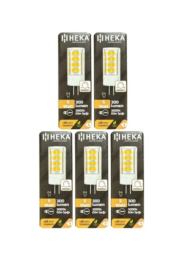 5 Adet Heka 5w 35w 3000k Sarı Işık G4 Duylu Dim Edilebilir Led Kapsül Ampul