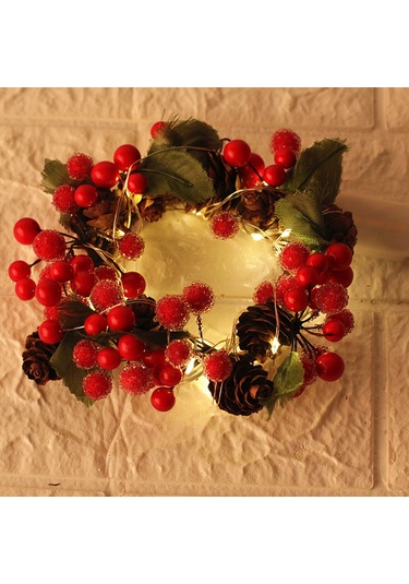 Geeksen Ip44 Su Geçirmez Kıvrılabilir Bakır Tel Noel Gül Ahşap Meşe Led Işık Zinciri Pil Dahil Değil Kırmızı