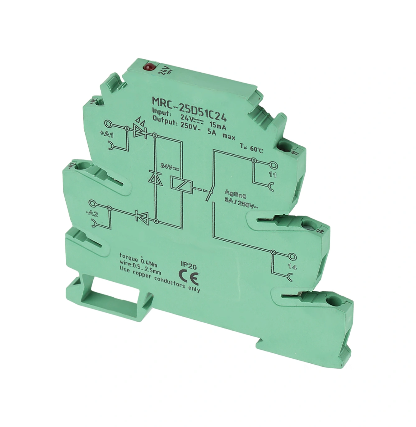 Tenfowee Plc Arayüz Rölesi Mrc-25d51c24: 5a No, 24vdc Giriş, Led Gösterge, Ts-35 Ray Montaj, Agsno2 Kontak, 4kv İzolasyon