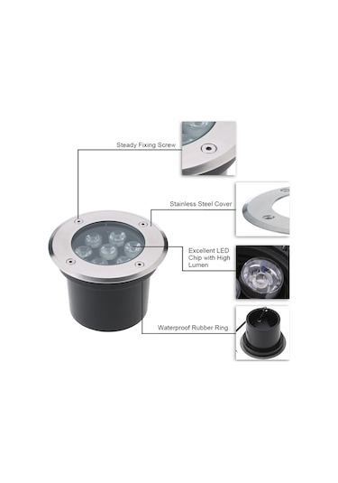 Tomshine 7w Ac / Dc 12v Yeraltı Led Işık Lamba 700lm Beyaz