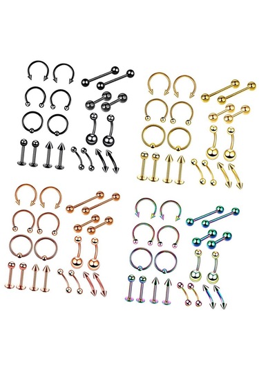 Suntek 20 Adet Burun Dudak Dil Kaş Tragus Göbek Halkası 6mm Siyah