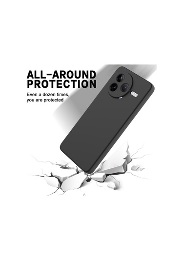 Xiaomi Poco F7 Pro İçin Düz Renk Sıvı Silikon Damlamaz Tam Kapsama Telefon Kılıfı Siyah