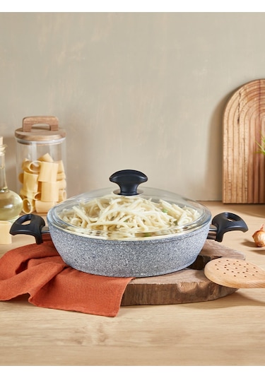 Falez Cost 30 Cm Granit Basık Gri Tencere Gri