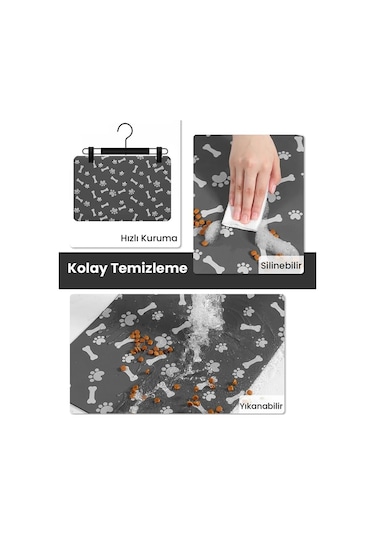 Matgo Pati Evcil Hayvan Besleme Matı Pati ve Kemikli Mama Paspası 60 x 40 CM