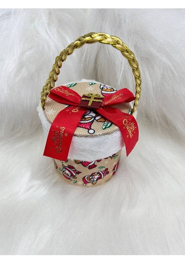 Yılbaşı Ağaç Süsü Süslü Süpriz Kutusu Silindir Modeli 12x10 Cm