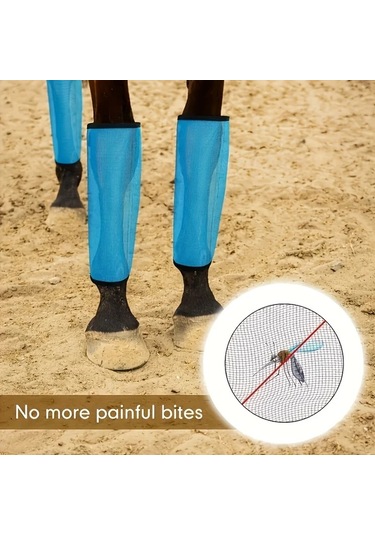 Elmpaly 4 Parça Siyah Nefes Alabilir At Sinek Botu - Hafif Polyester Sinek Koruma