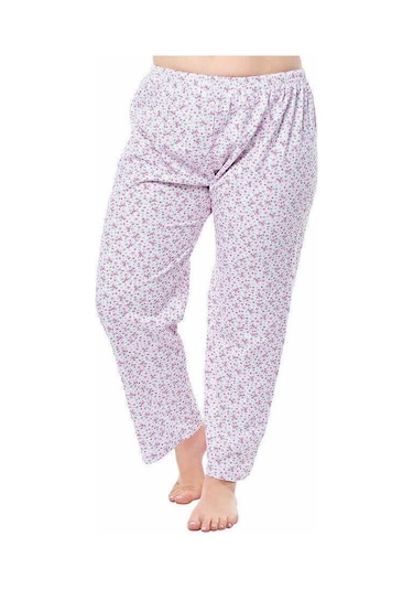 Seher 3'lü Kadın Tek Alt Pijama Çiçek Desenli Kışlık Battal Boy