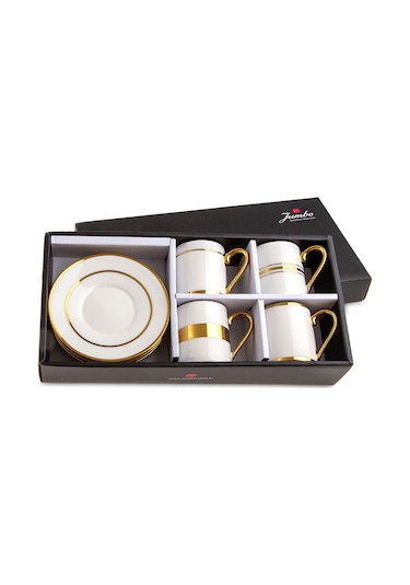 Jumbo Luces Gold 4 Kişilik Kahve Fincan Takımı Gold