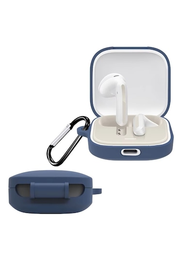 Xiaomi Redmi Buds 6 Active Uyumlu Silikon Kılıf+kanca Lacivert
