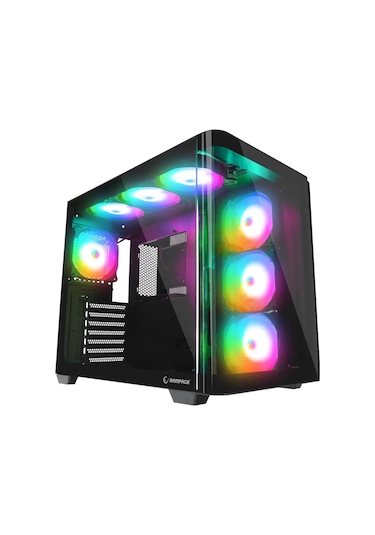 Rampage Loopy Plus Siyah 7 12cm Argb Fan 950w 80 Plus Standart Temperli Cam Kumandalı Atx Mid-t Gaming Oyuncu Kasası