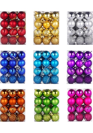 Skycity Klasik Kiremit Renkli 3cm Kabak Şekilli Noel Topları - Plastik电镀yapım, Ağaç Ve Tavan Süslemeleri, 24 Adet/set