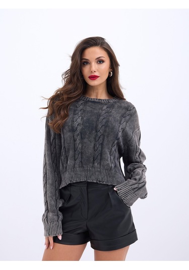 43331 Triko Saç Örgü Kazak-antrasit S