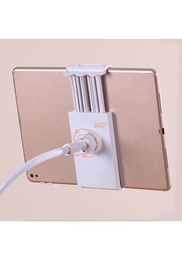 Cep Telefonu Tutucu Dönme 360 Derece Başucu Tablet Desteği Tembel Telefon Braketi Sabit Stand Kelepçe Boyun Yorgunluğu Beyaz